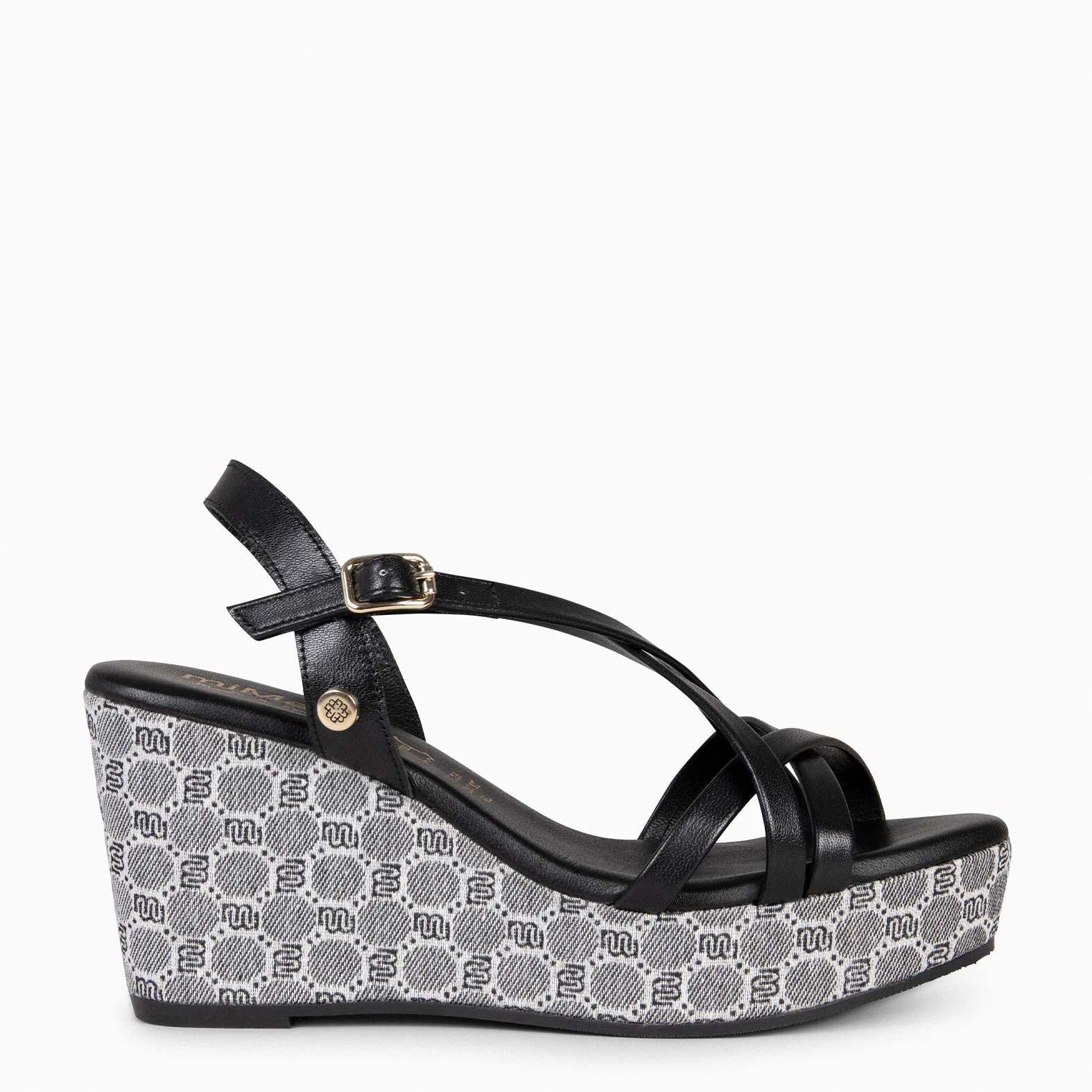 VALENTINA - Sandalias cuña NEGRO