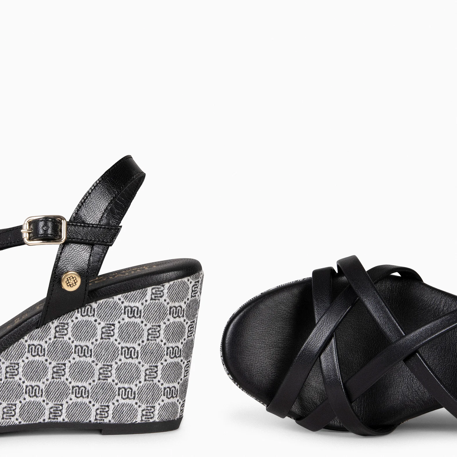 VALENTINA - Sandalias cuña NEGRO - Image 3