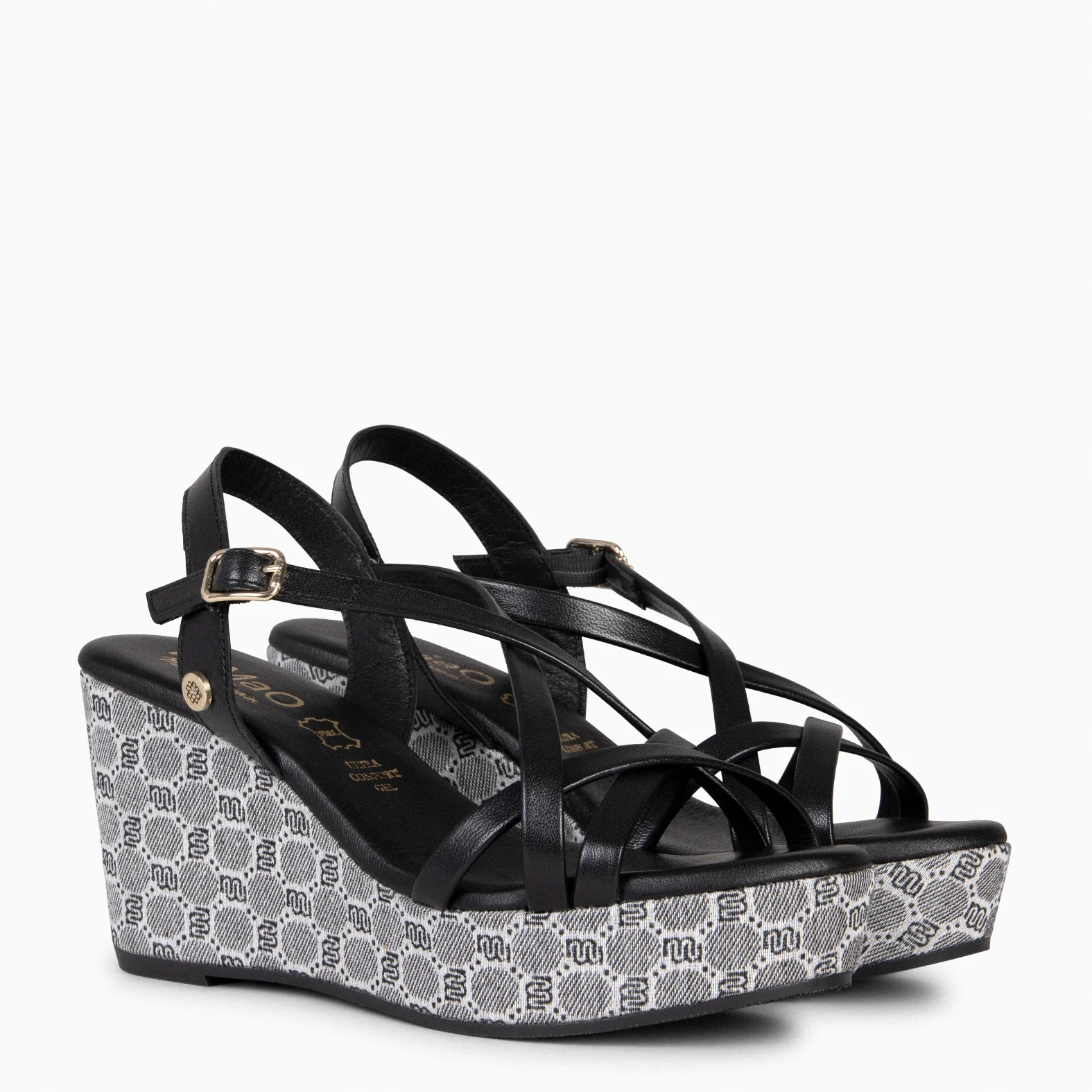 VALENTINA - Sandalias cuña NEGRO - Image 5