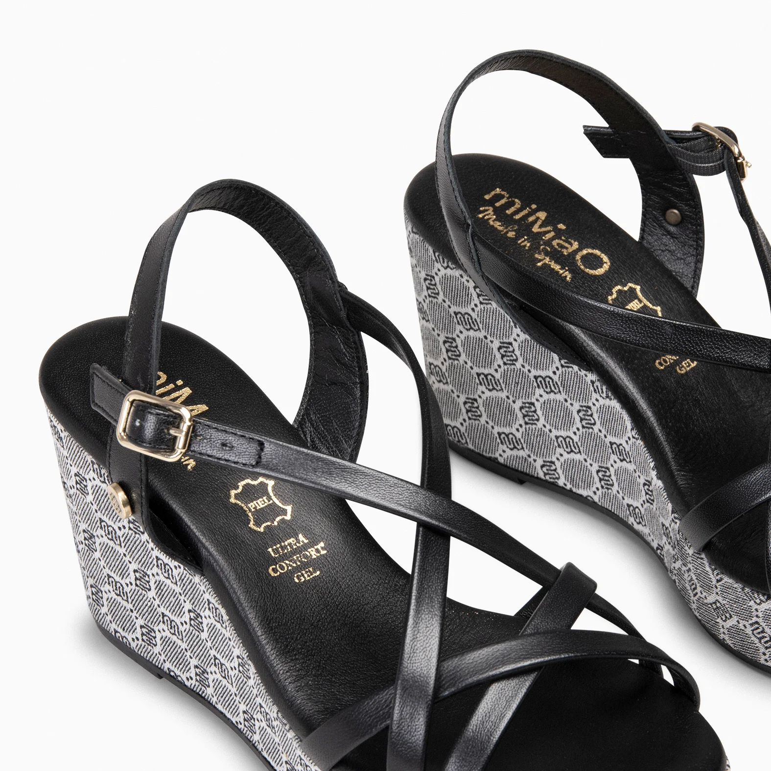 VALENTINA - Sandalias cuña NEGRO - Image 6