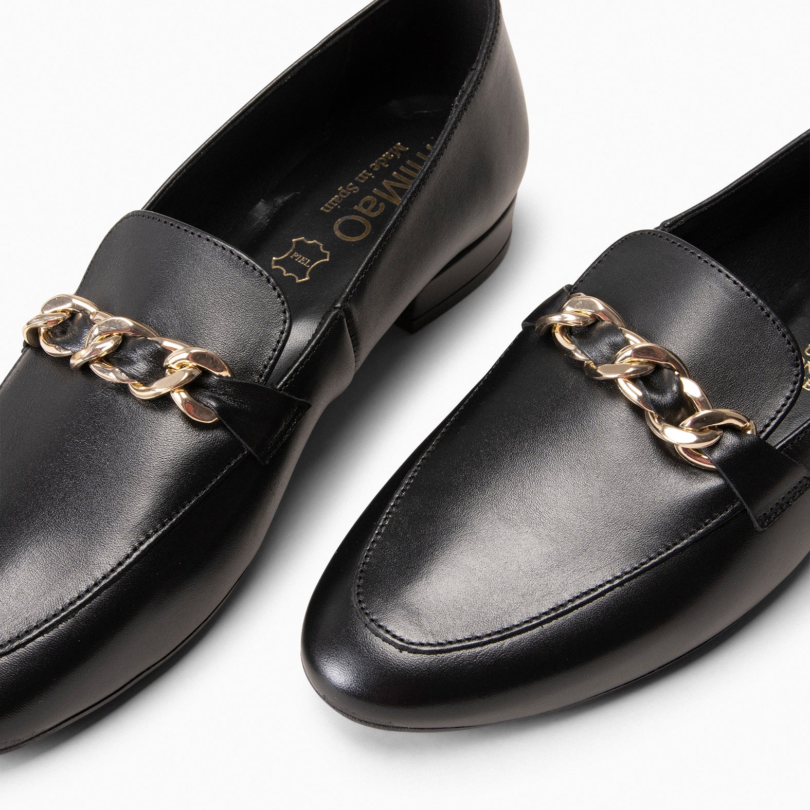 CHAIN – Mocasines planos NEGRO con adorno metalizado - Image 3