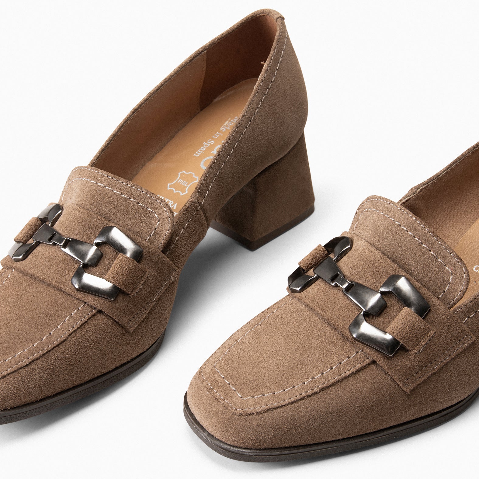 CAMILA – Mocasines de tacón ancho TAUPE - Image 5