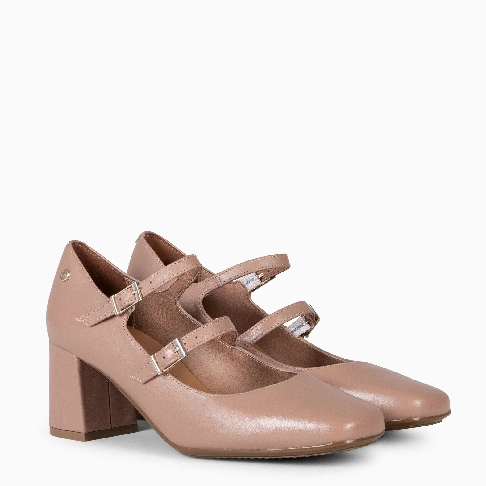 FEBRIS - Zapatos de piel con doble pulsera NUDE - Image 3