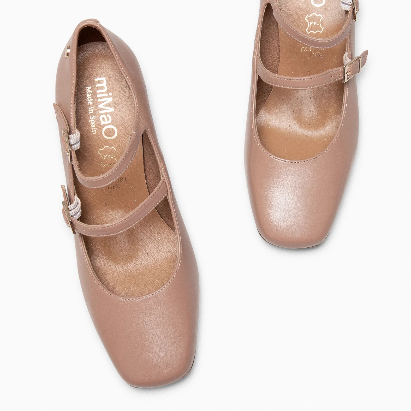 FEBRIS - Zapatos de piel con doble pulsera NUDE - Image 4