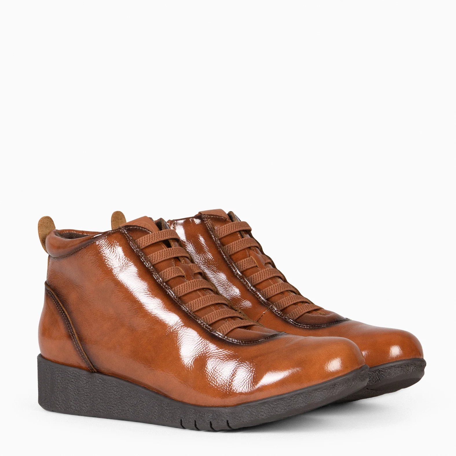 FLEXY - Zapatillas Abotinadas de charol CAMEL - Image 3
