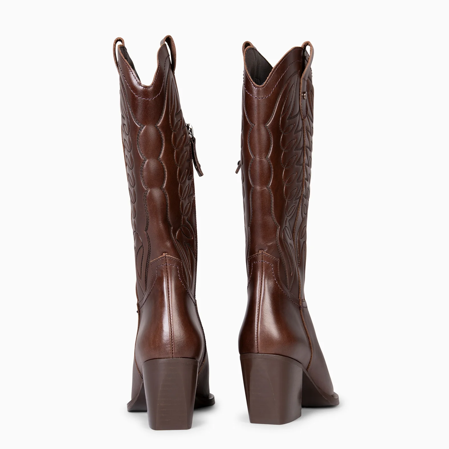SALOON – Botas cowboy de piel bordada MARRON - Image 4