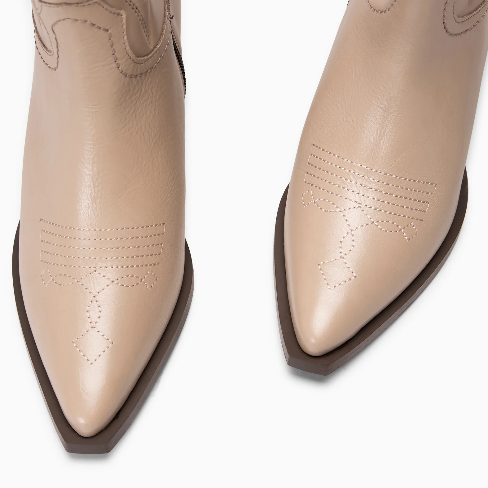 SALOON – Botas cowboy de piel bordada TAUPE - Image 6