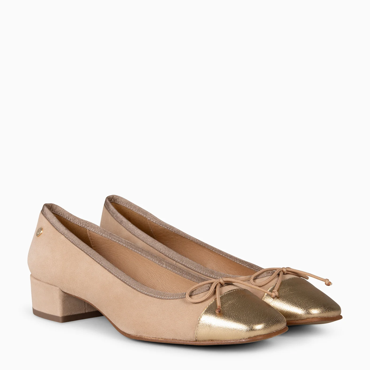 GLAMOUR – Bailarinas con tacón y puntera de napa CAMEL - Image 2
