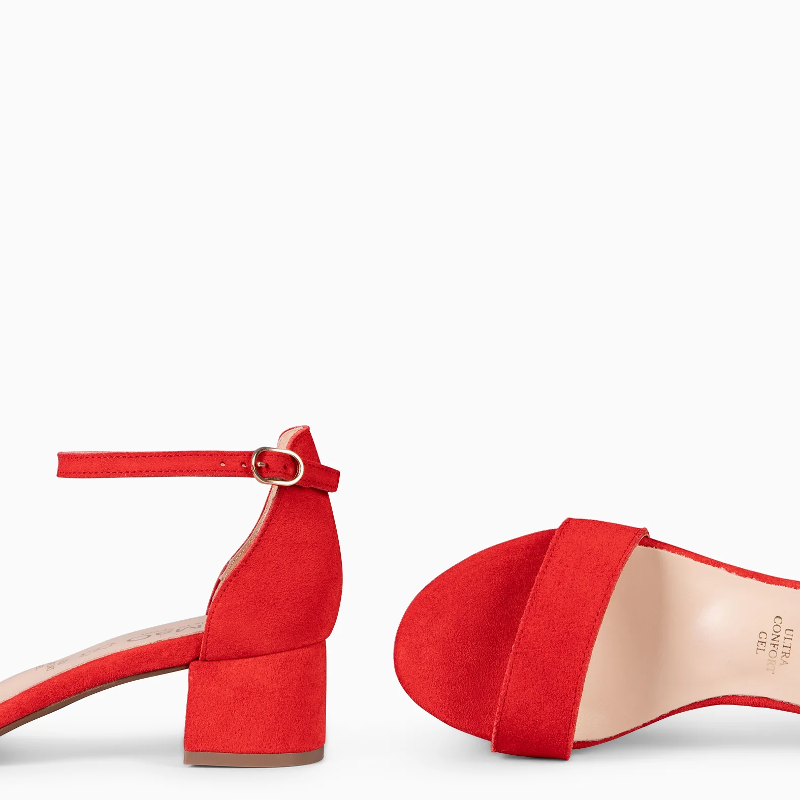 BEATRIZ – Sandalias de tacón ancho ROJO - Image 4