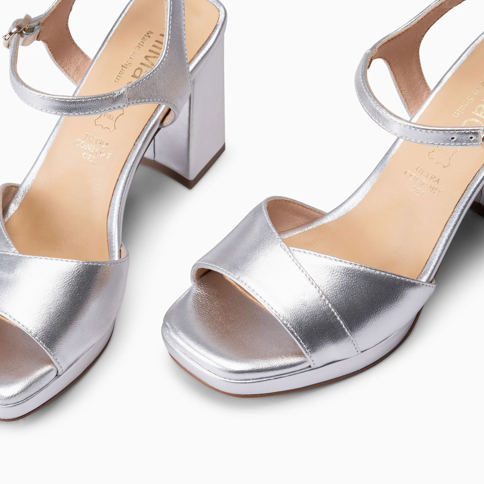 MICHELLE - ZAPATOS DE MUJER DE TACÓN ANCHO PLATA - Image 4