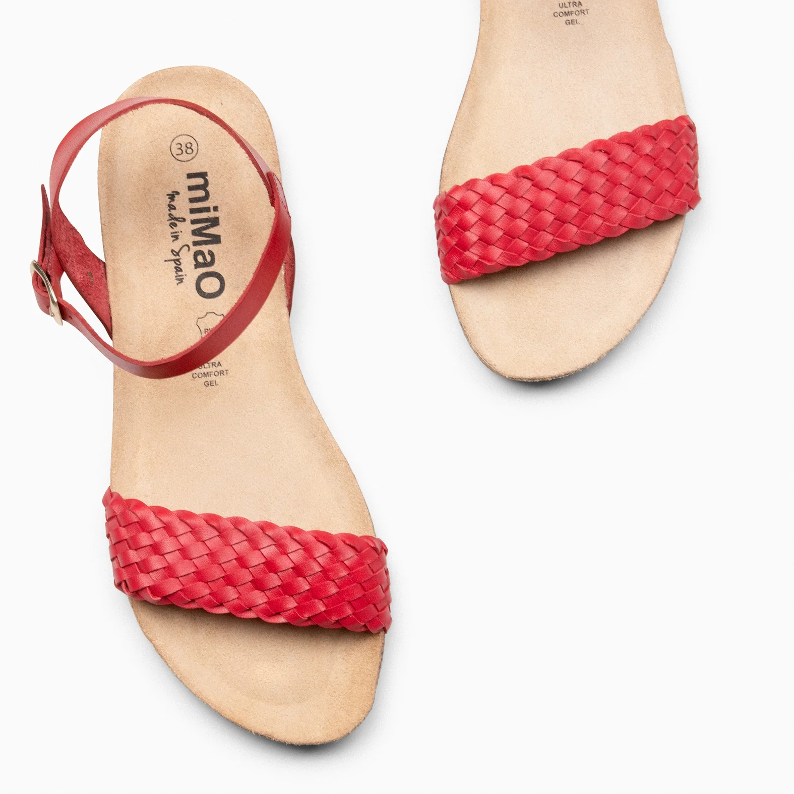AIRE - Sandalias Planas BIO de tira Trenzada ROJO - Image 3