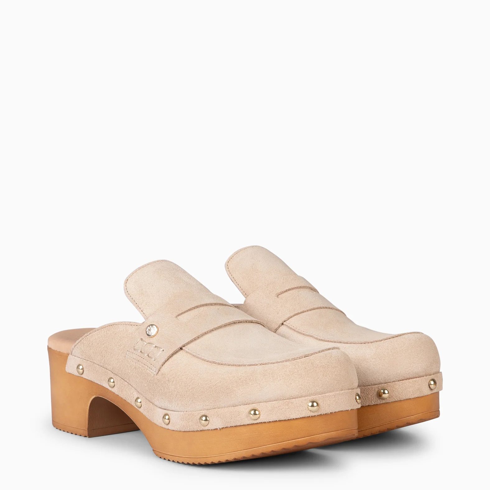 GASSIN - Zuecos con tacón Bajo y Plataforma BEIGE - Image 2