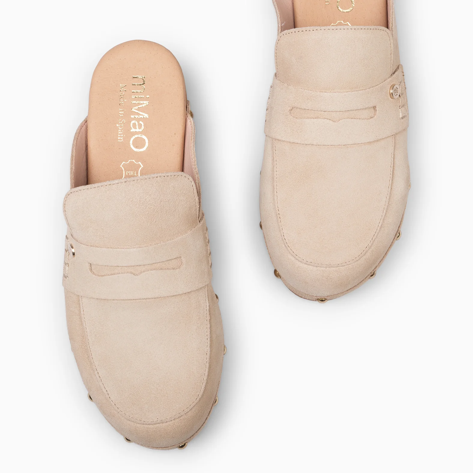 GASSIN - Zuecos con tacón Bajo y Plataforma BEIGE - Image 3