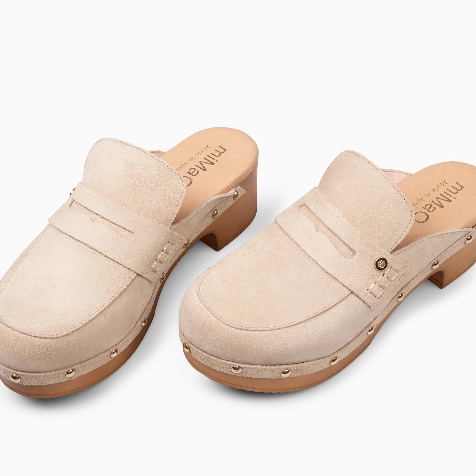 GASSIN - Zuecos con tacón Bajo y Plataforma BEIGE - Image 4