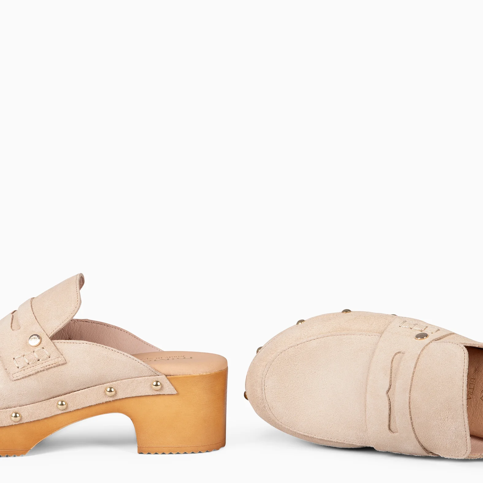 GASSIN - Zuecos con tacón Bajo y Plataforma BEIGE - Image 5