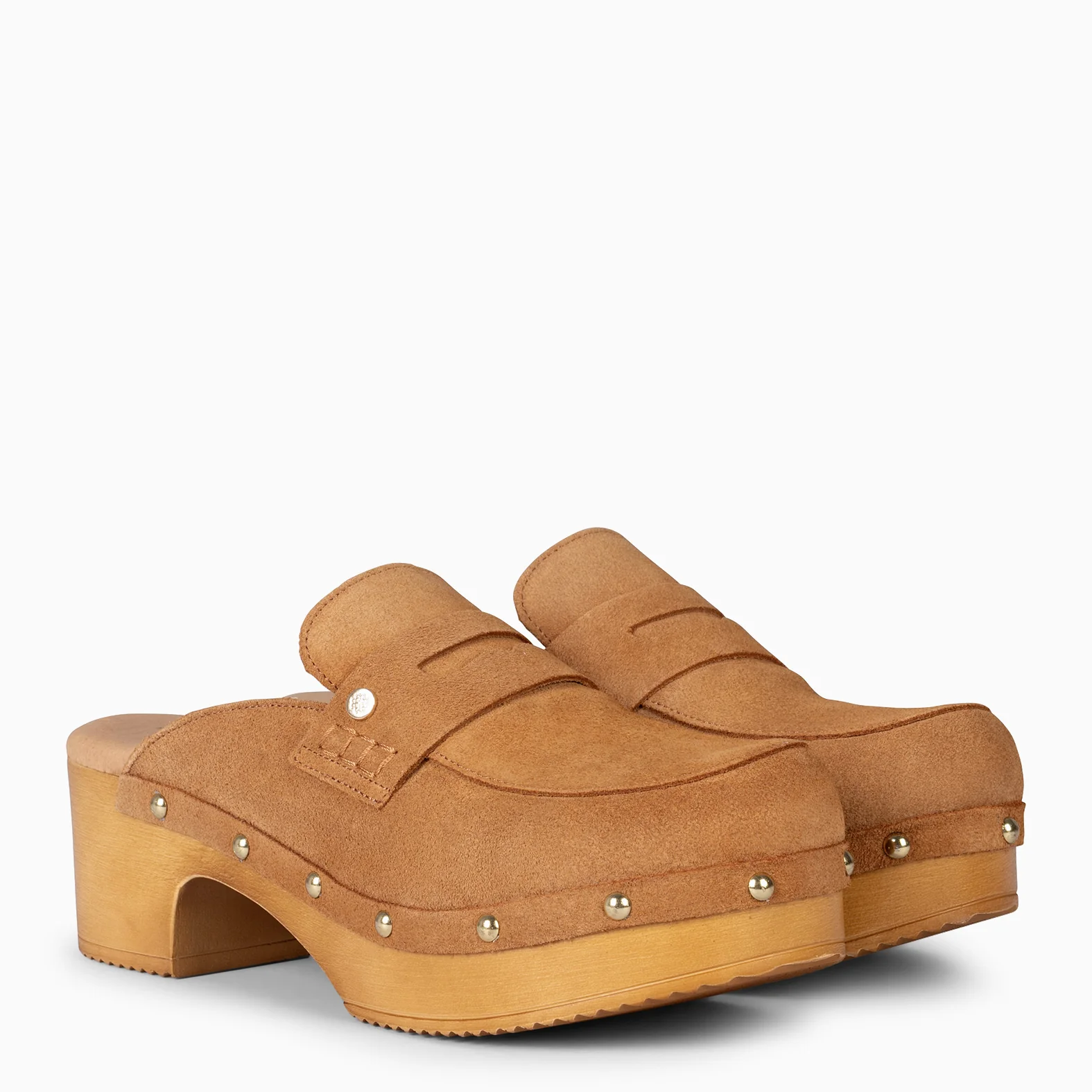 GASSIN - Zuecos con tacón Bajo y Plataforma CAMEL - Image 2