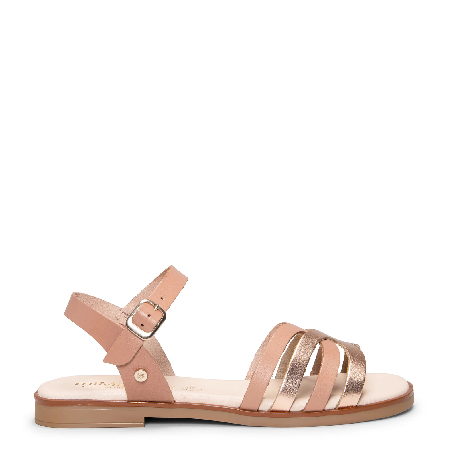 BELISA - Sandalia plana de piel de vaquetilla en NUDE ORO ROSA - Image 6