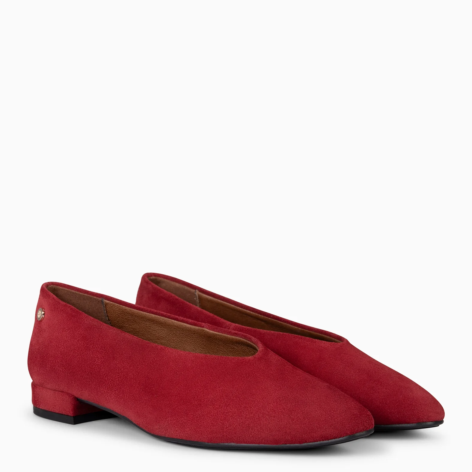 URBAN LACY - Bailarina con tacón bajo en piel de serraje ROJO - Image 2