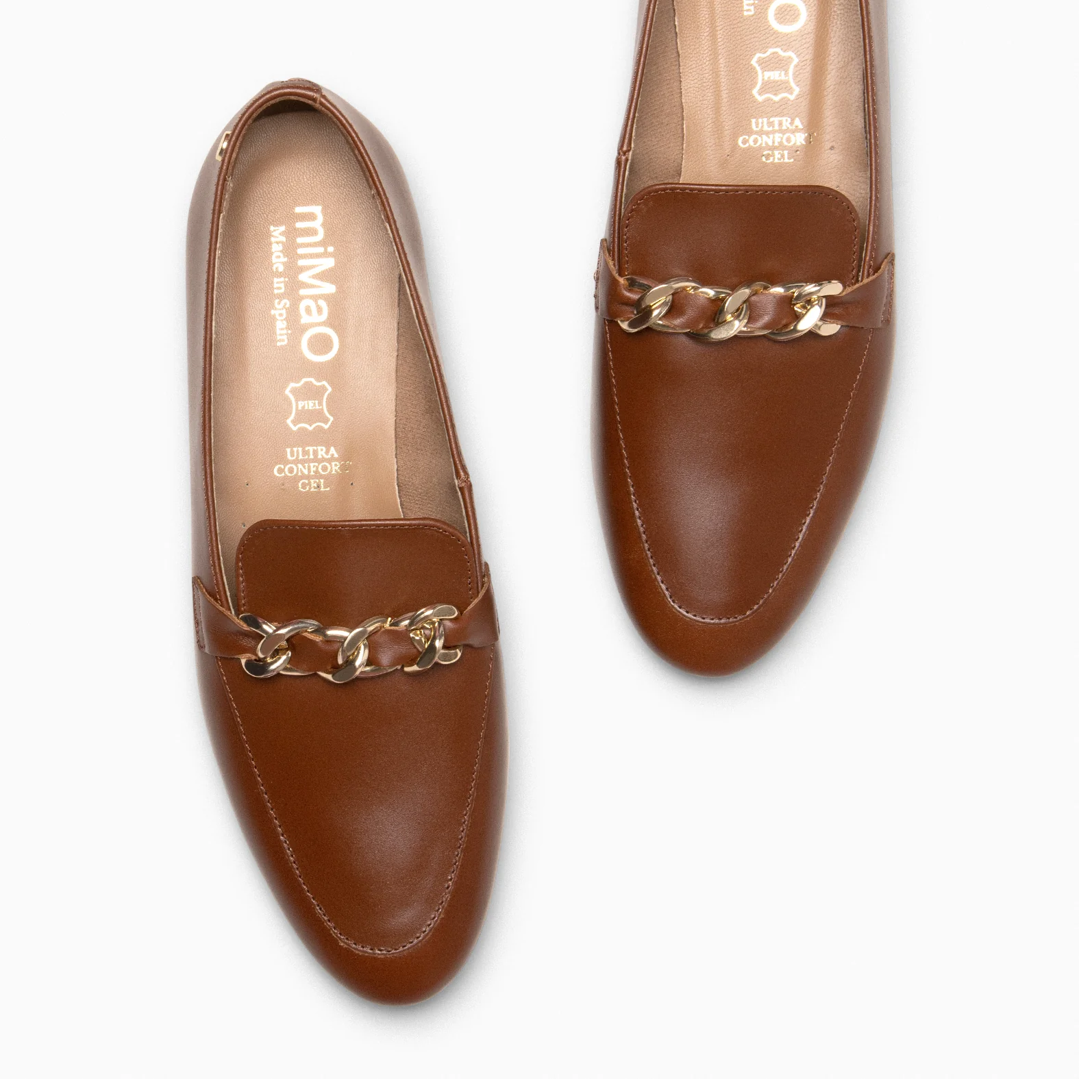 CHAIN – Mocasines planos con adorno metalizado MARRON - Image 5