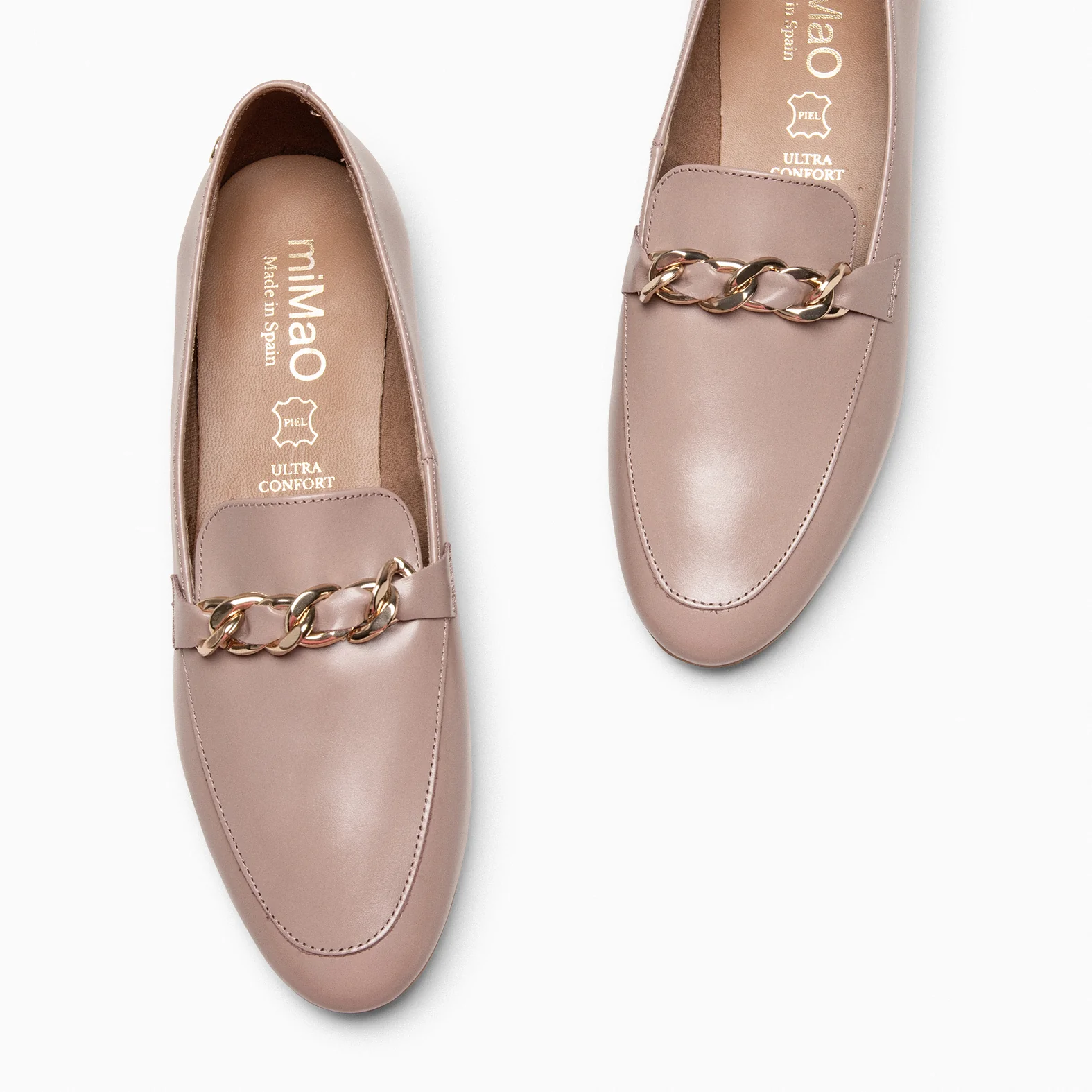 CHAIN – Mocasines planos con adorno metalizado NUDE - Image 5