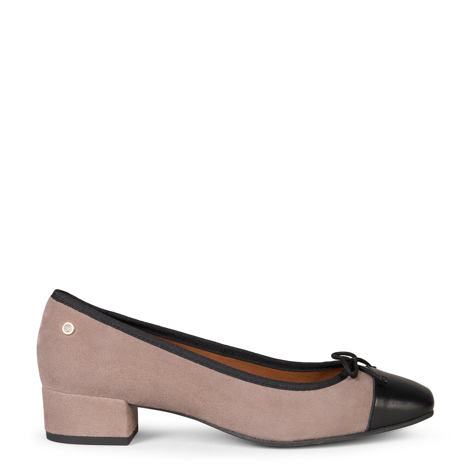 GLAMOUR - Bailarinas TAUPE con tacón y puntera NEGRO - Image 3