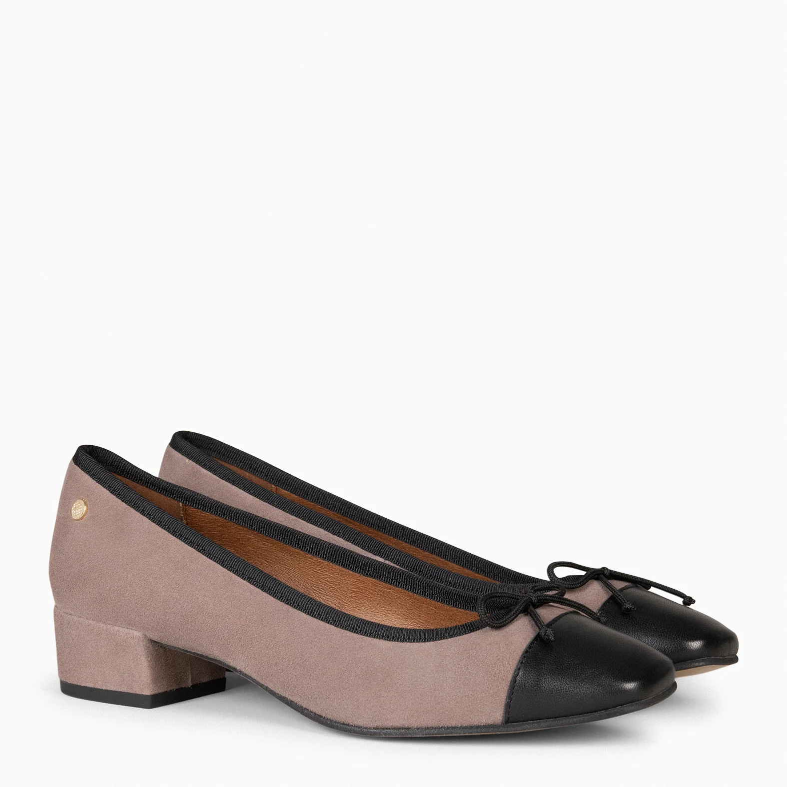 GLAMOUR - Bailarinas TAUPE con tacón y puntera NEGRO - Image 4