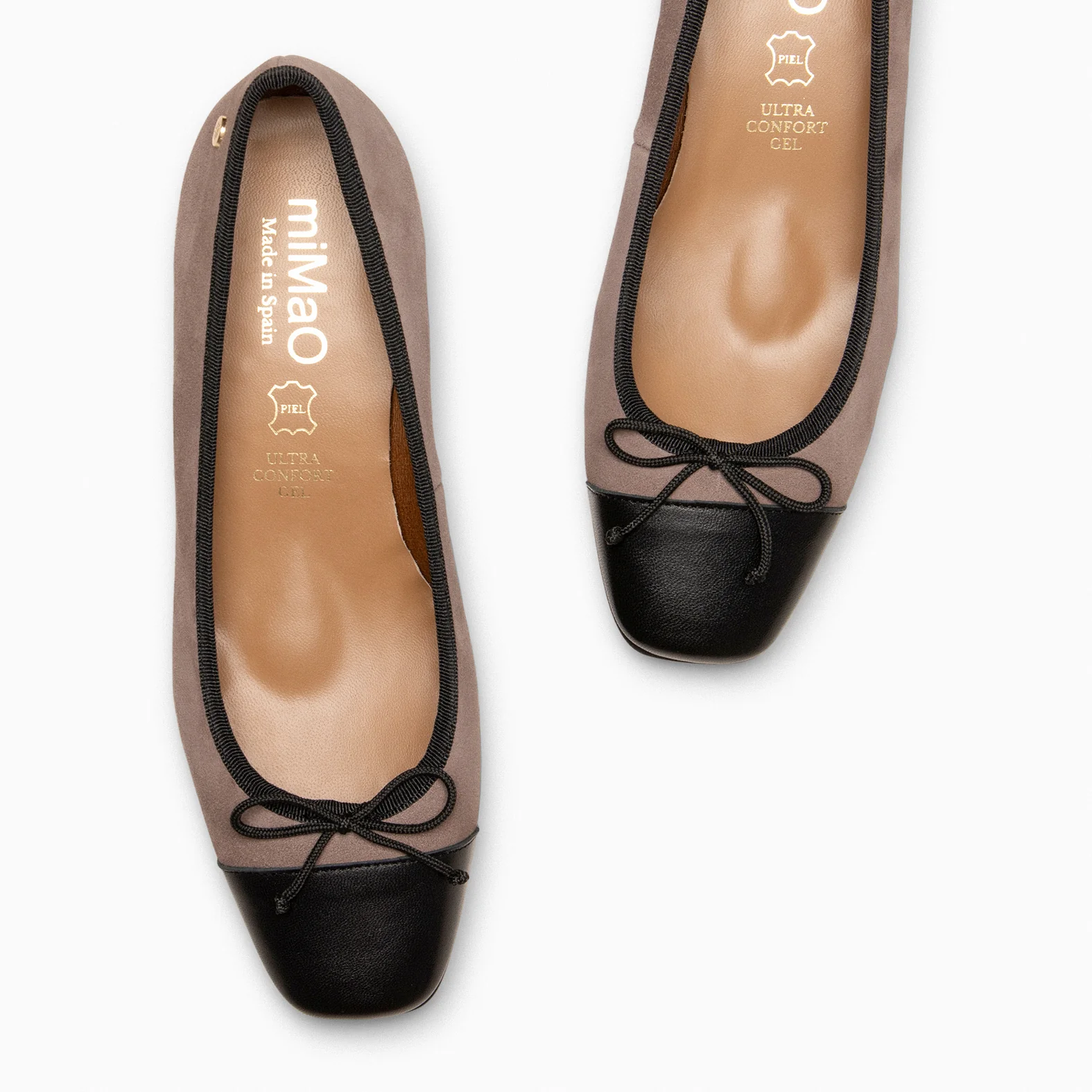 GLAMOUR - Bailarinas TAUPE con tacón y puntera NEGRO - Image 5