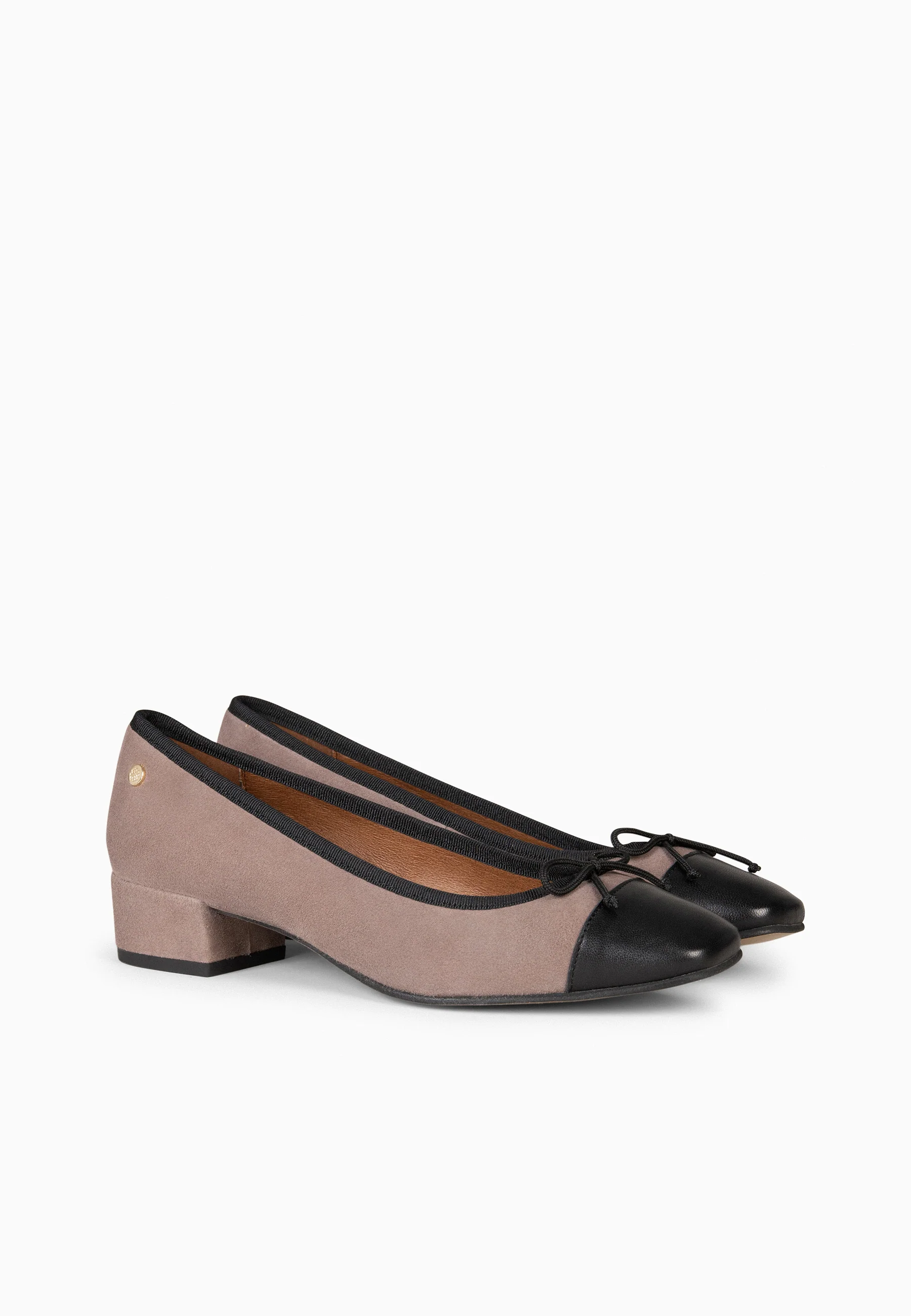 GLAMOUR - Bailarinas TAUPE con tacón y puntera NEGRO - Image 7