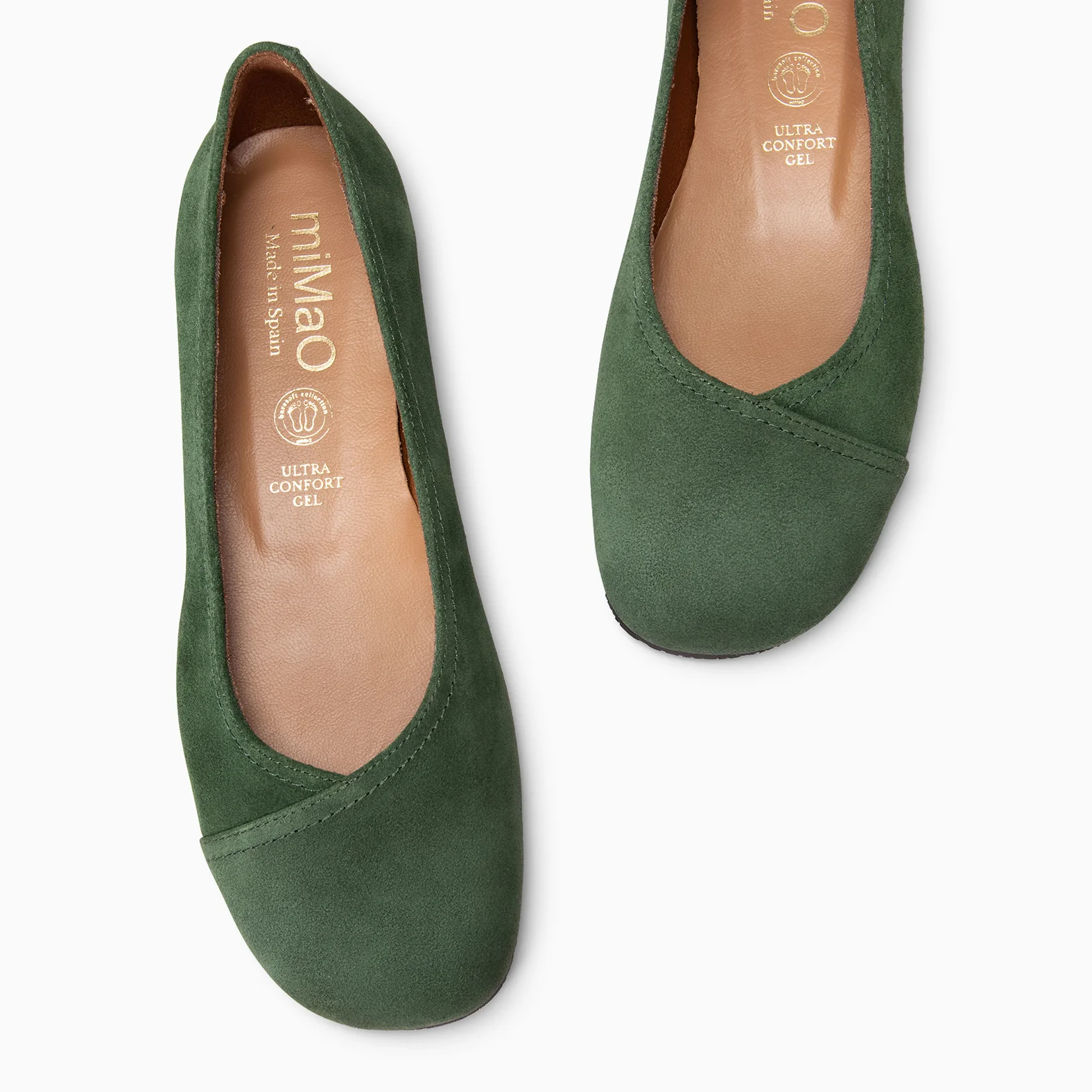 PLUMA - Bailarina baresoft de serraje en VERDE - Image 3
