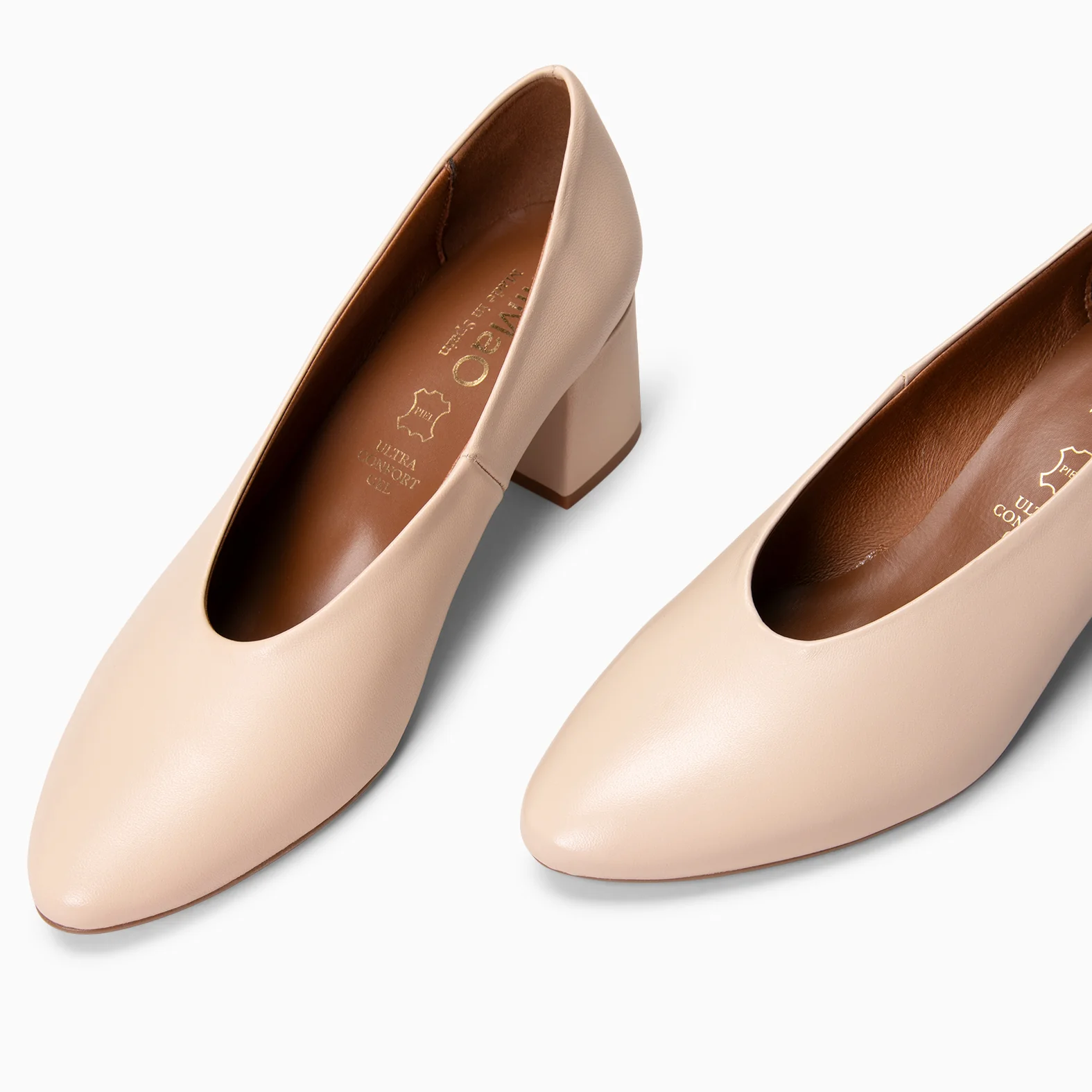URBAN STYLE NAPA - Zapato de tacón ancho en piel BEIGE - Image 11