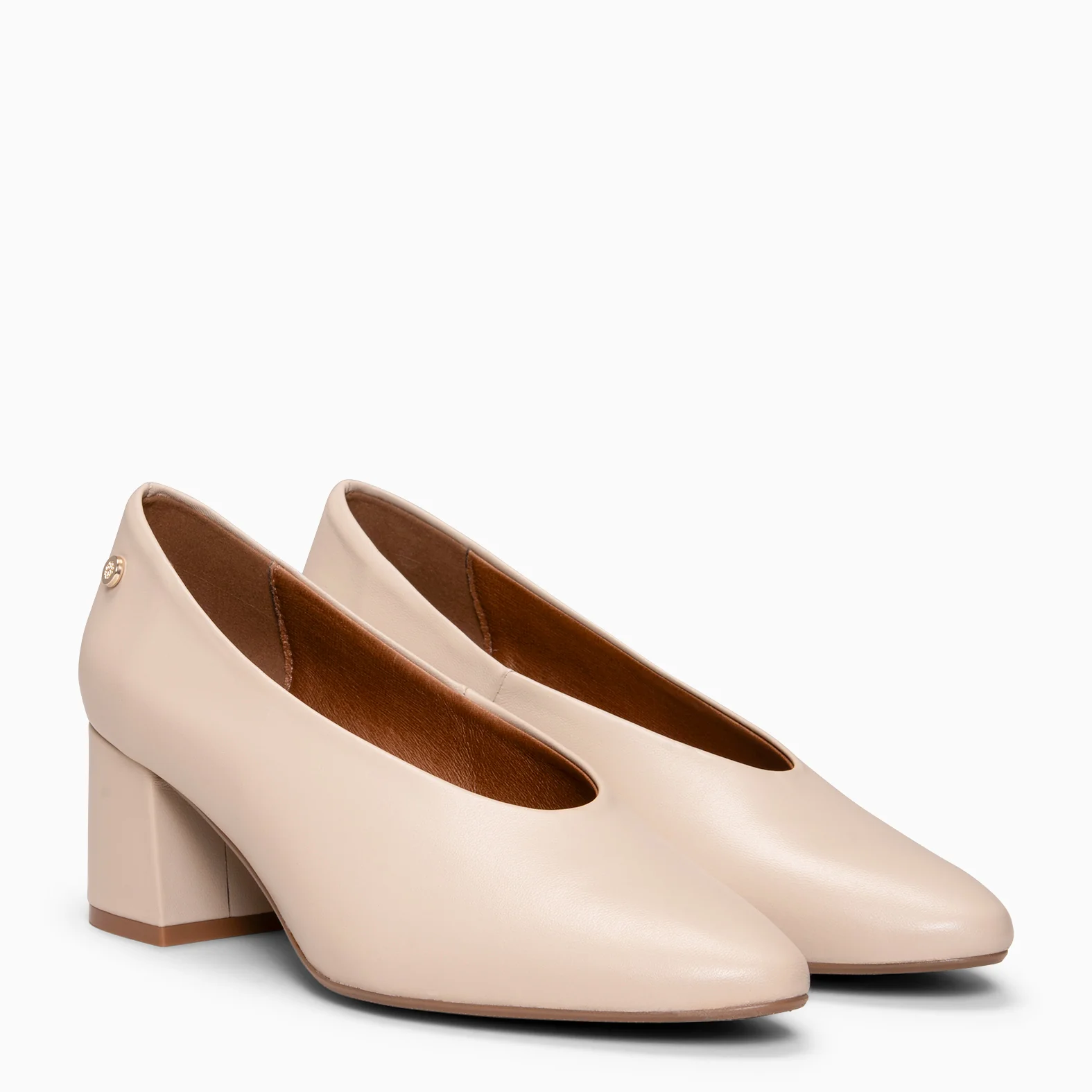 URBAN STYLE NAPA - Zapato de tacón ancho en piel BEIGE - Image 4