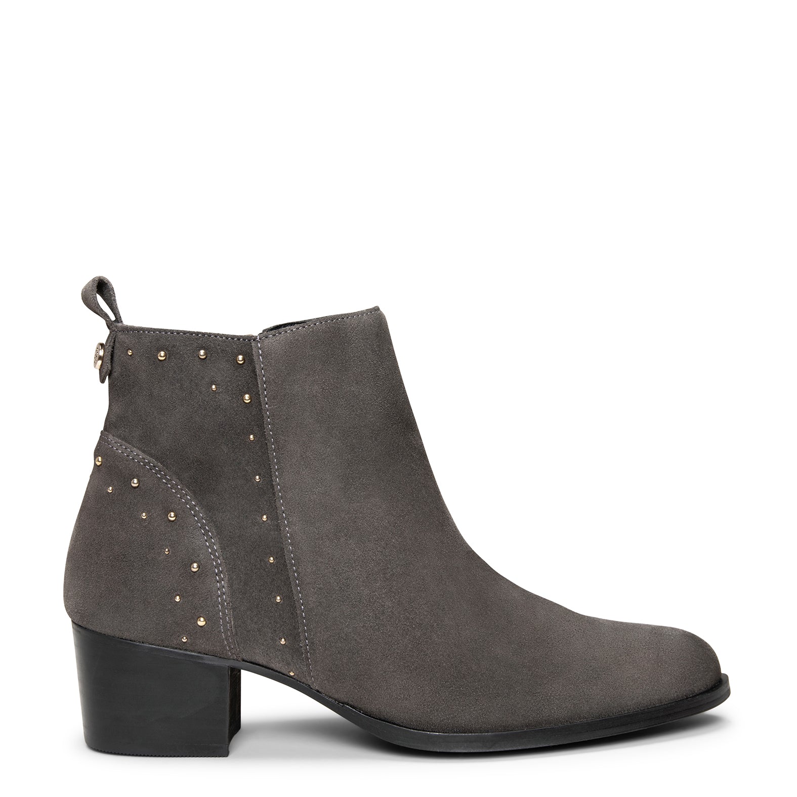 DUSTY – Botines de serraje con tachas GRIS - Image 3