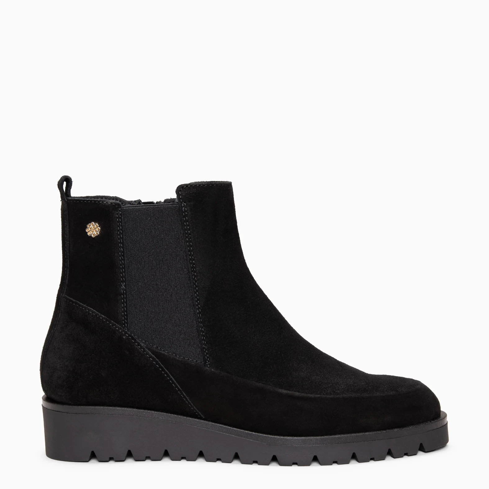 BRISTOL - Botines de ante con cuña NEGRO