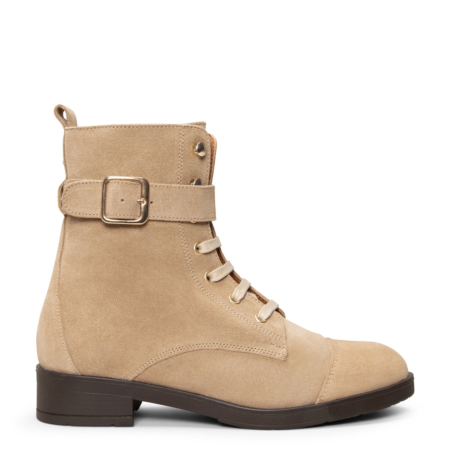 BELFAST – Botines con cordones de piel BEIGE - Image 3