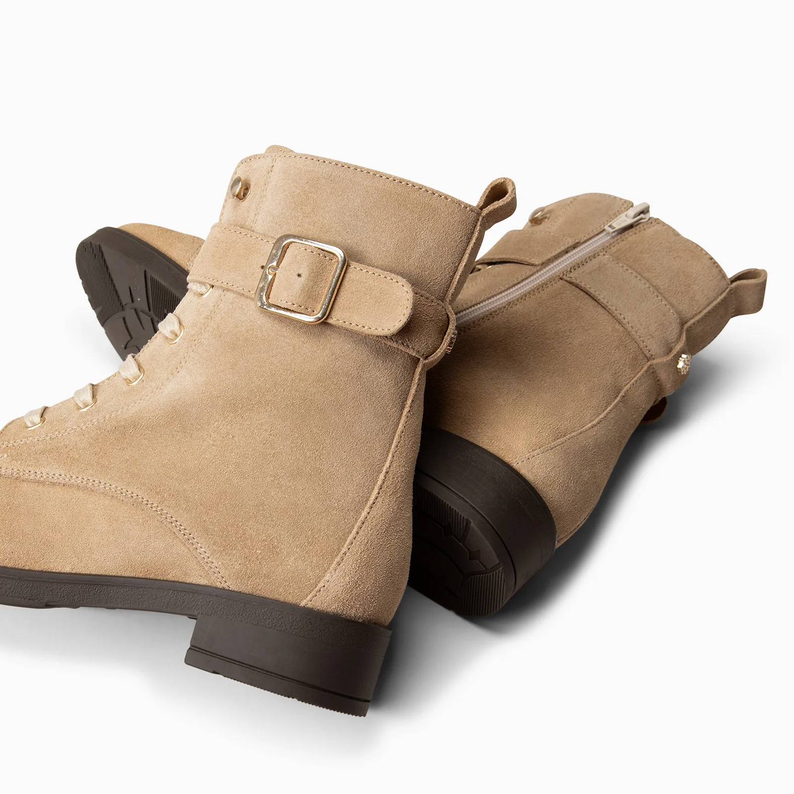 BELFAST – Botines con cordones de piel BEIGE - Image 6