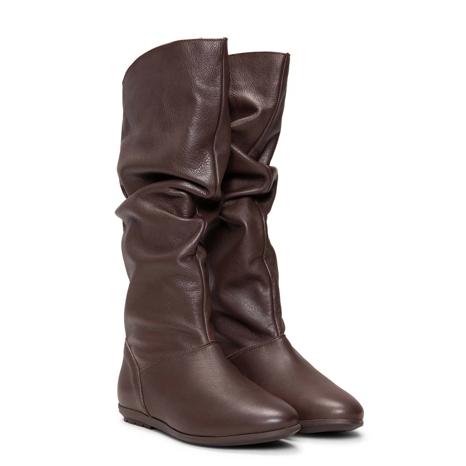 FIONA - Botas arrugadas de piel MARRON - Image 3