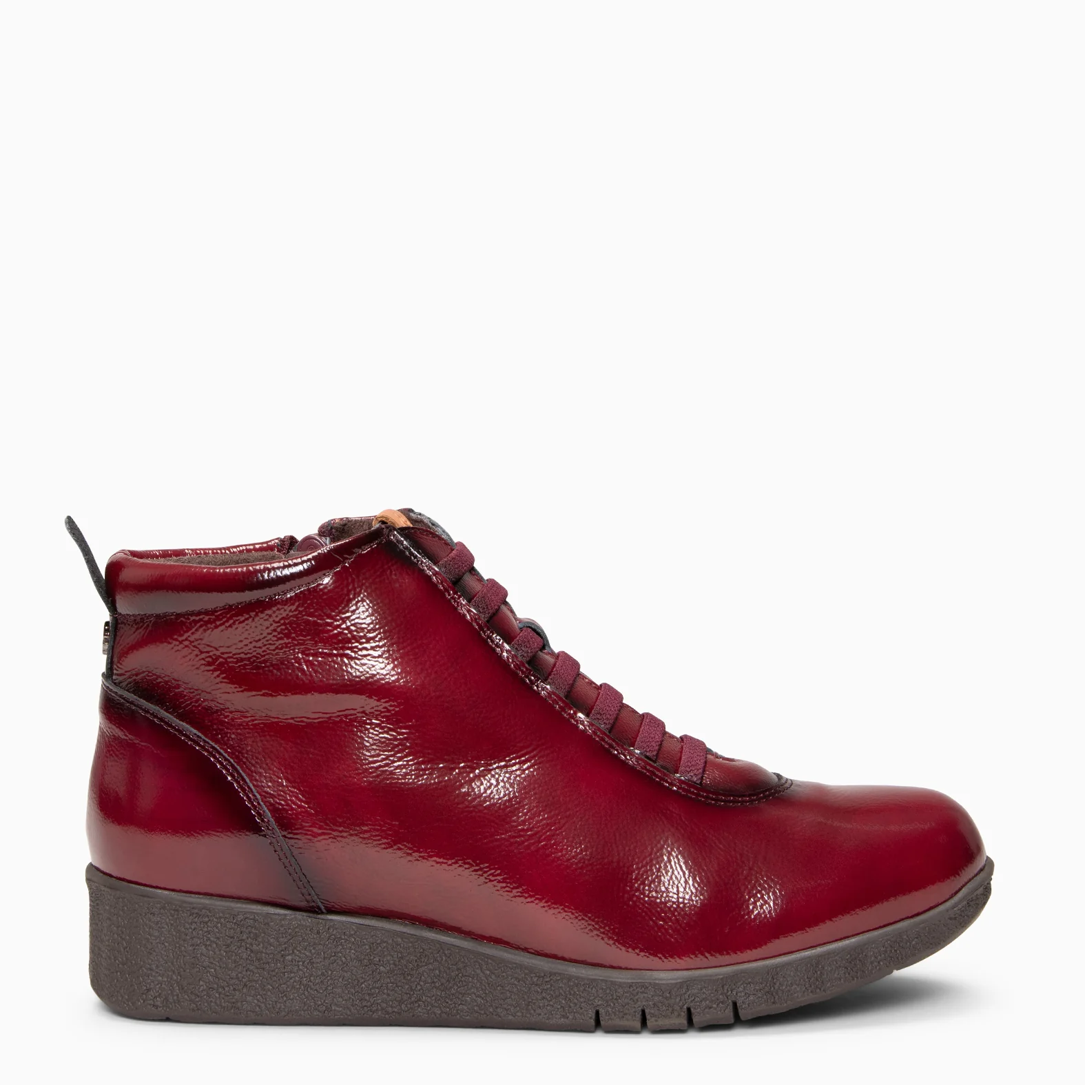 FLEXY - Zapatillas de charol BURDEOS abotinadas
