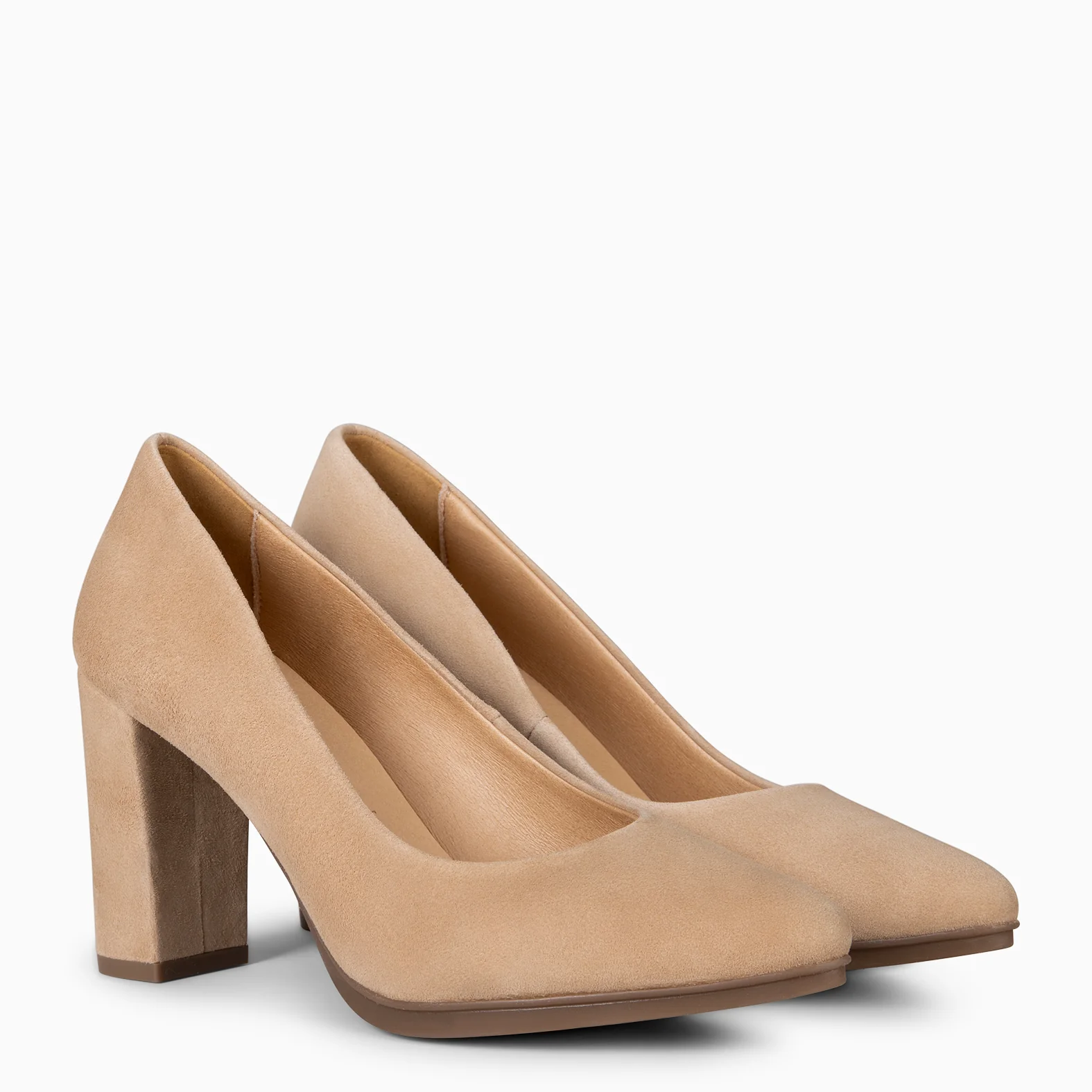 URBAN - Zapatos de tacón alto de ante CAMEL - Image 3