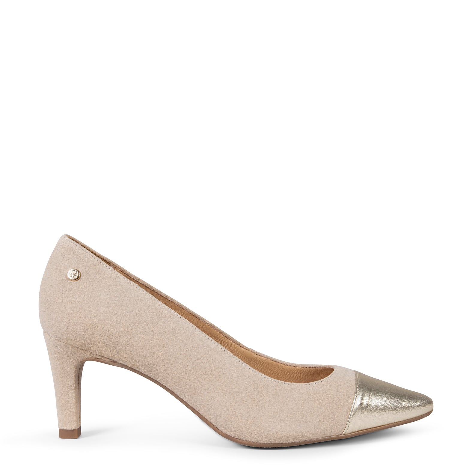 LILLY S - Zapato de tacón con puntera bicolor CAMEL ORO - Image 3