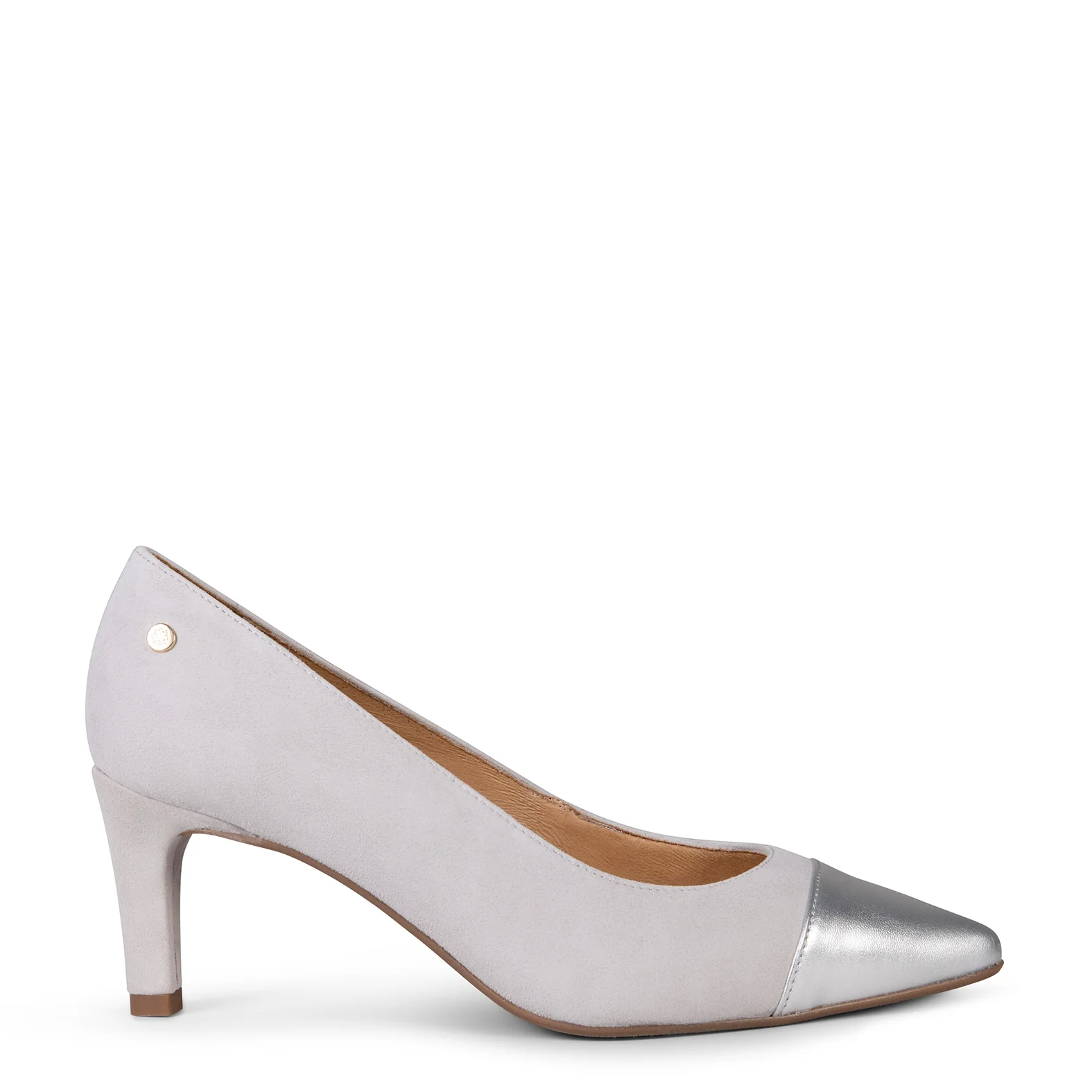 LILLY S - Zapato de tacón con puntera bicolor GRIS PERLA - Image 3