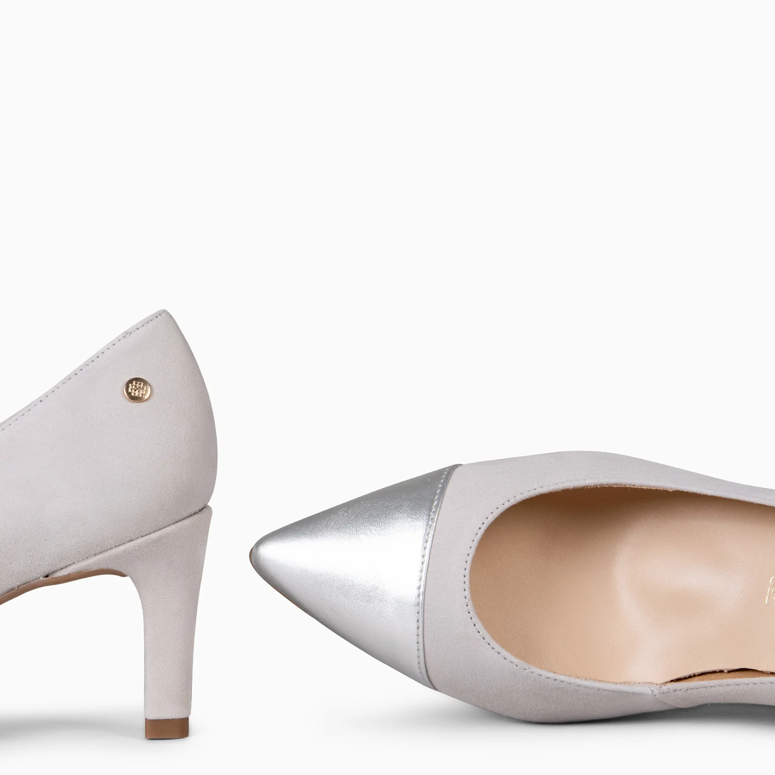 LILLY S - Zapato de tacón con puntera bicolor GRIS PERLA - Image 4
