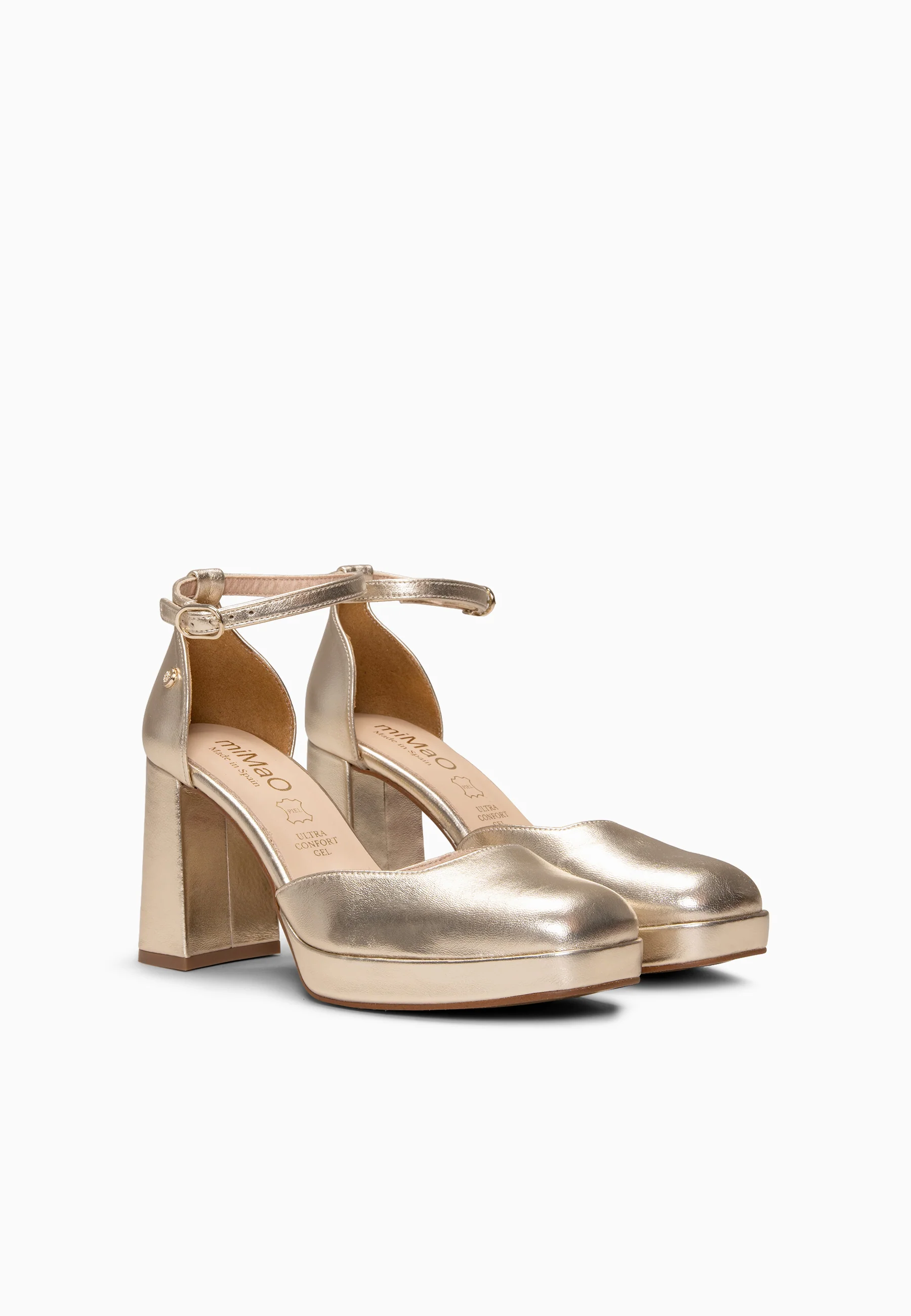 MEGAN - Zapatos con tacón ancho y plataforma PLATINO - Image 7