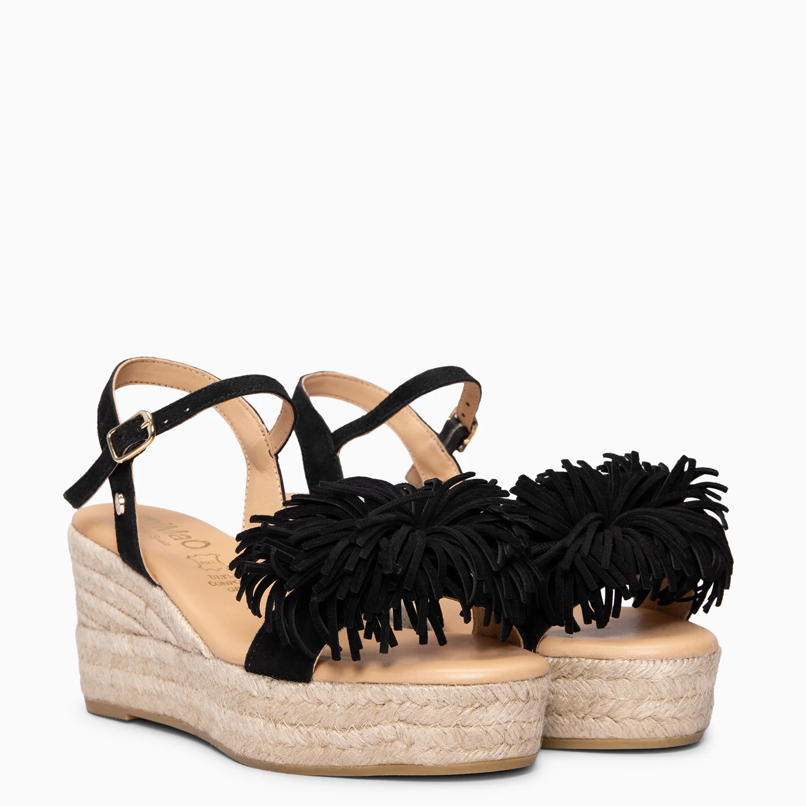 CELESTE - Cuñas de esparto de serraje NEGRO - Image 2