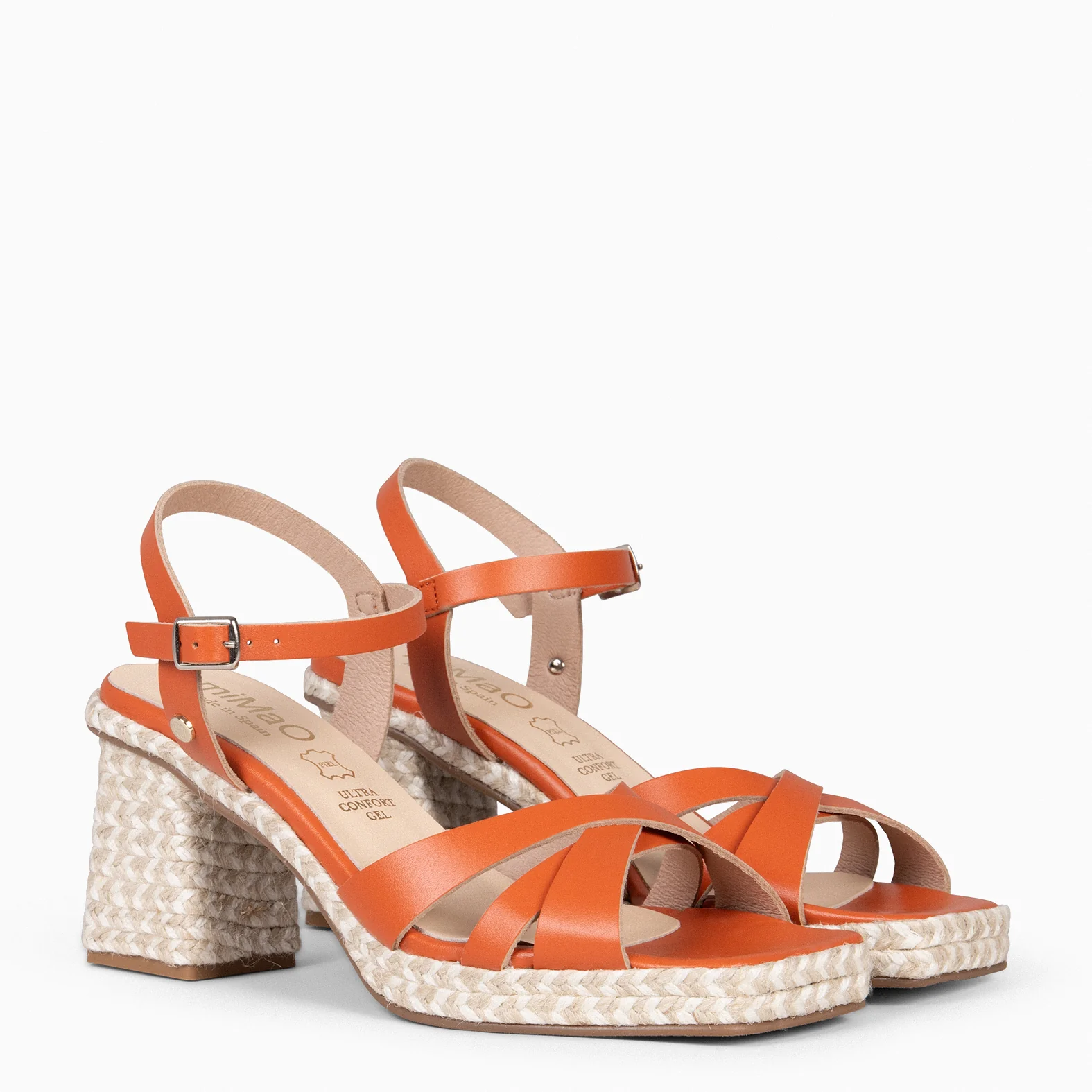 ANNA – Sandalias de tacón ancho NARANJA - Image 4
