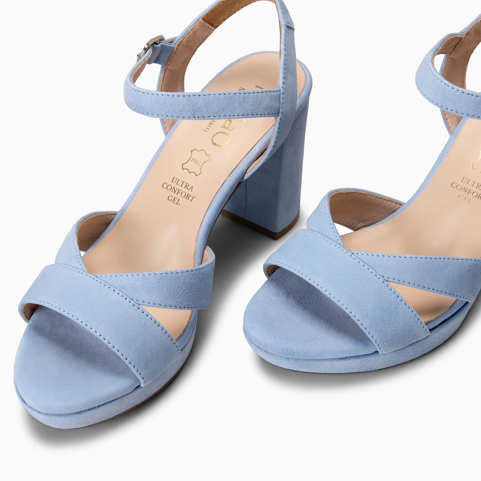 PARIS - Sandalias de fiesta con tacón alto y plataforma AZUL CLARO - Image 4