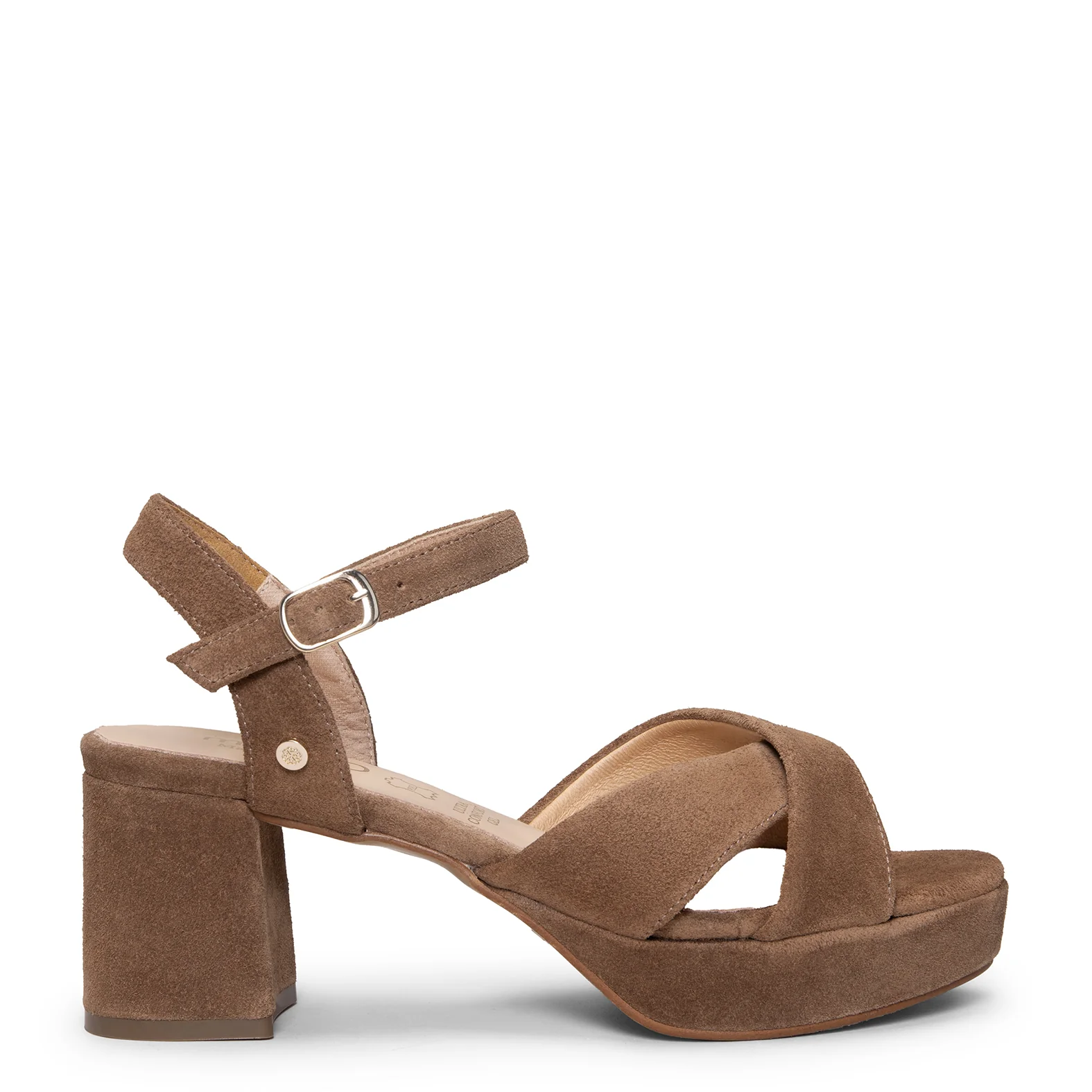 CERDEÑA - Sandalias de tacón ancho y plataforma TAUPE - Image 3