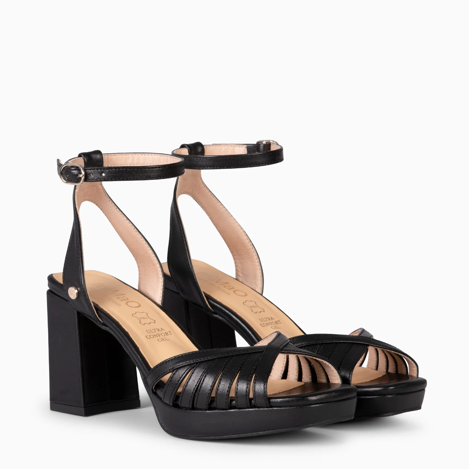 CRISTEL - SANDALIAS ELEGANTES DE TACÓN DE VESTIR NEGRO - Image 2