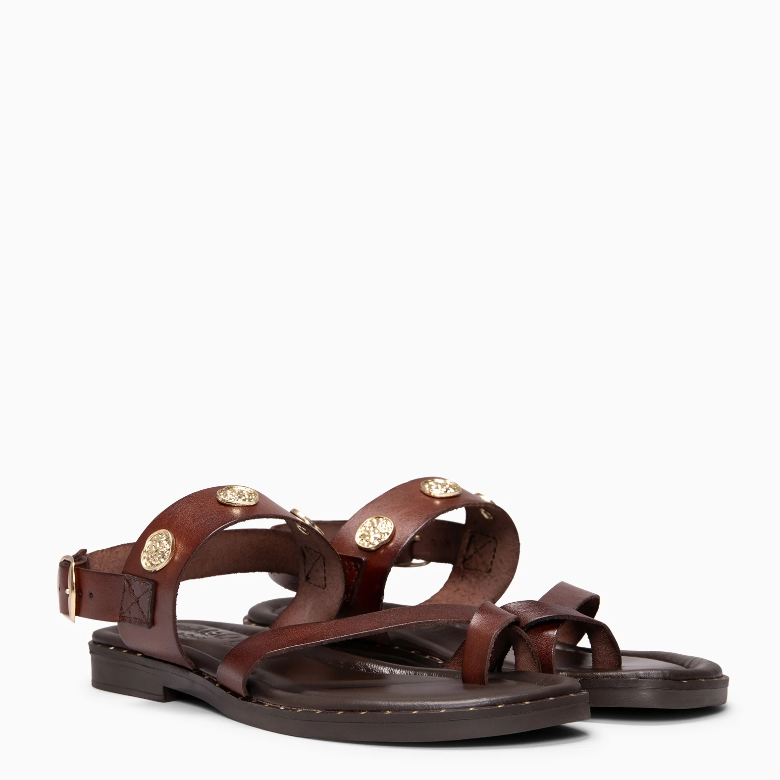 SERA - Sandalias planas de piel MARRON - Image 2