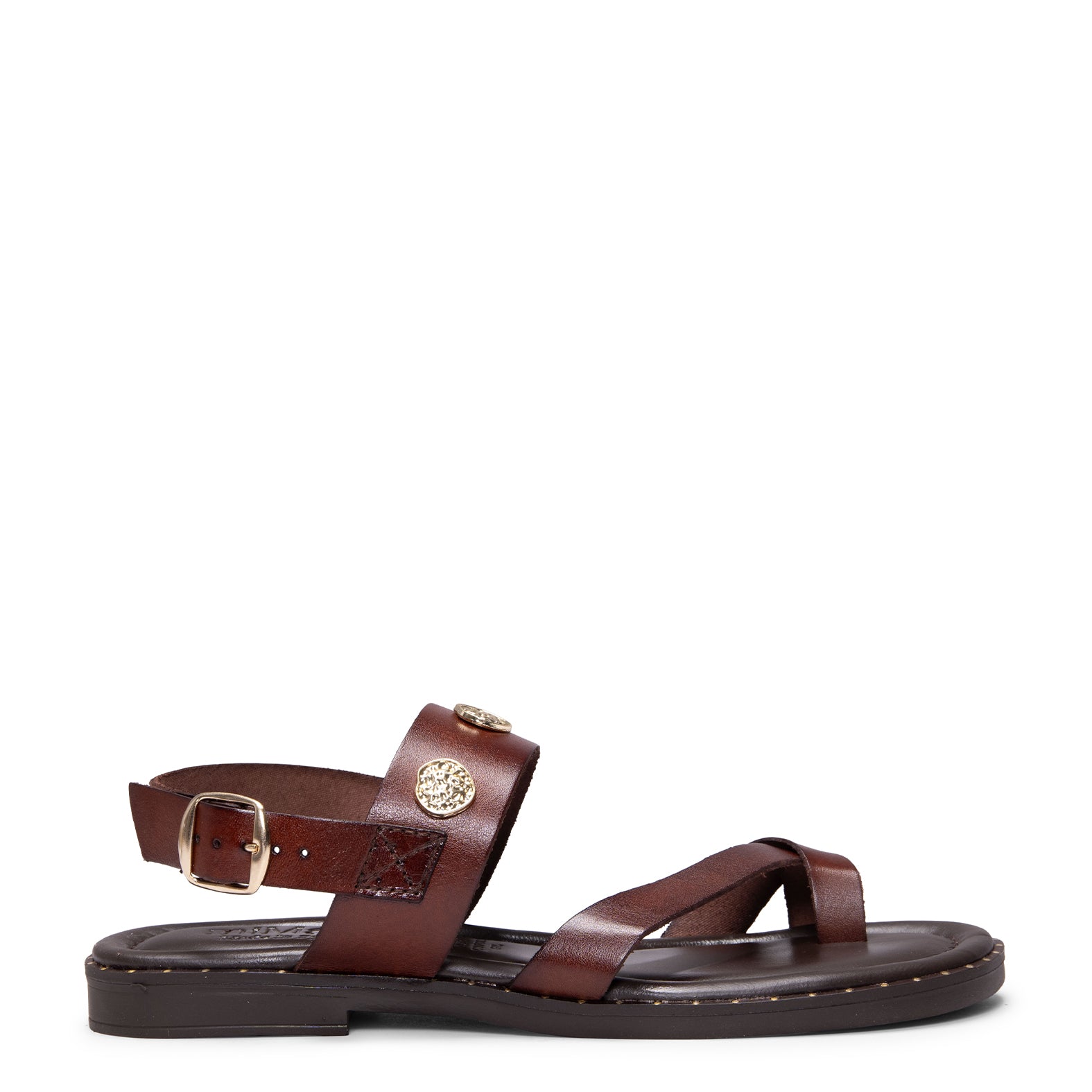 SERA - Sandalias planas de piel MARRON - Image 3
