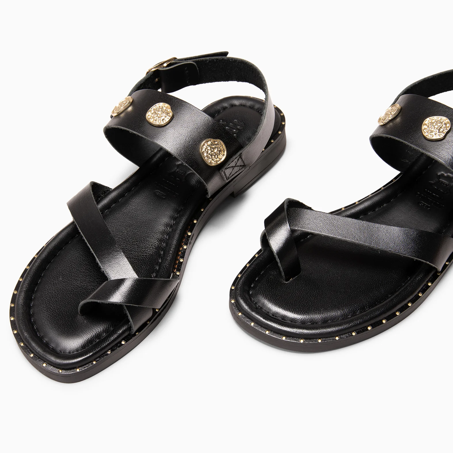SERA - Sandalias planas de piel NEGRO - Image 4